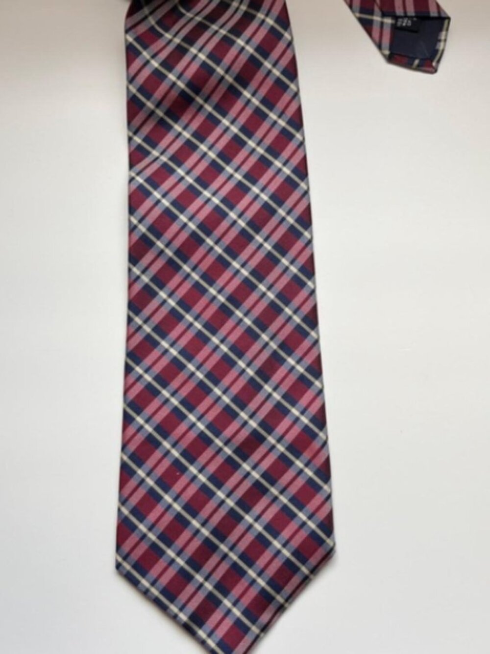 Vintage Izod Red White Navy Plaid Silk Tie preppy farmhouse rustic christmas